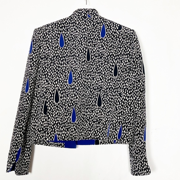 David Hayes Women's Jacket Size 6 Silk Blue Beige Silk Lining Vintage RARE!! - Picture 2 of 6